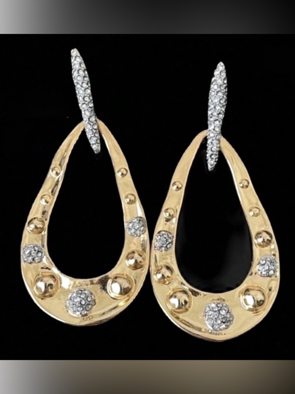 ALEXIS BITTAR Repousse Solanales Crystal Dot Studded Teardrop Drop Earrings MY24